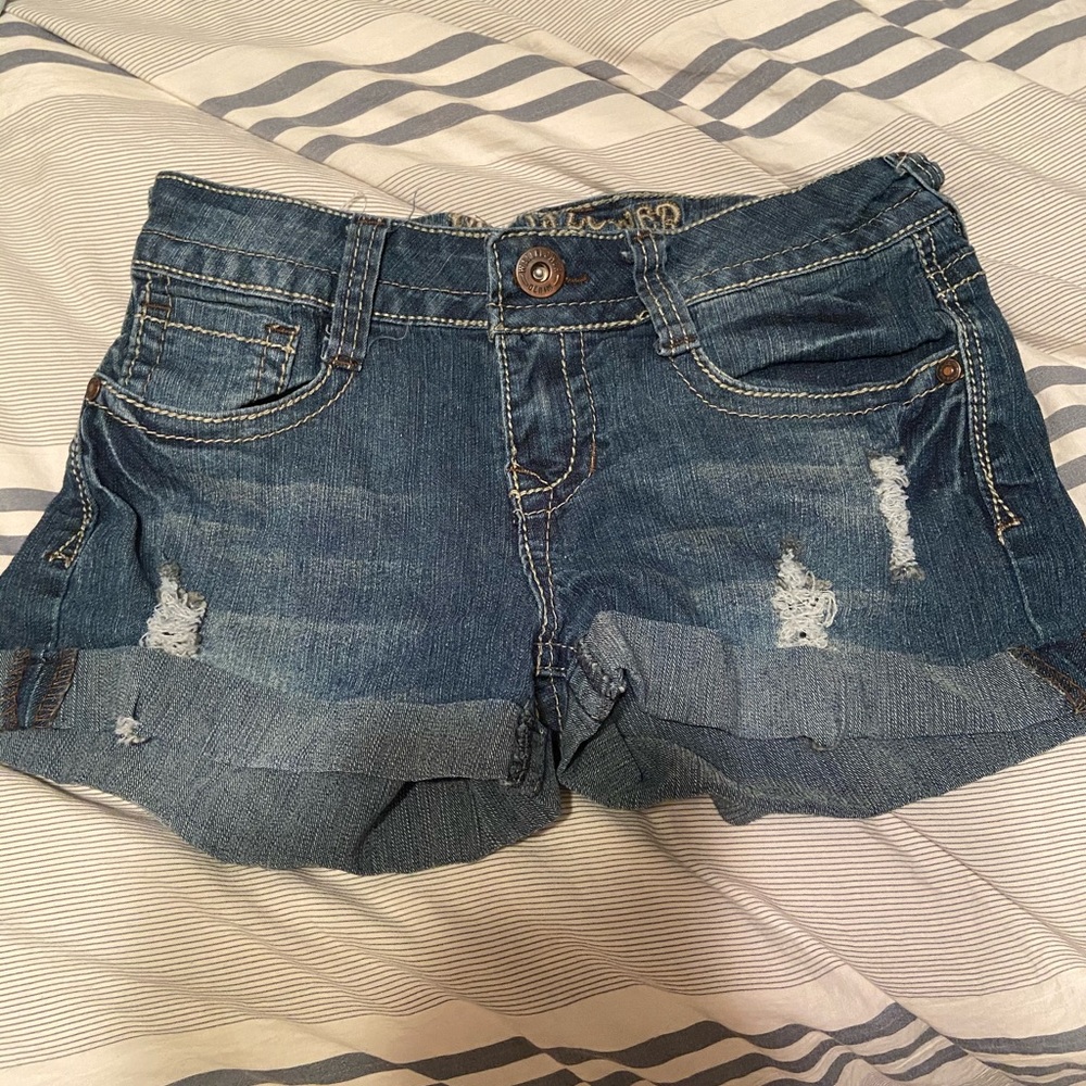 Wallflower distressed jean shorts